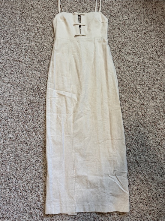 Zara Dresses & Skirts - Zara Cream Strappy Maxi Dress with Front Tab Accents